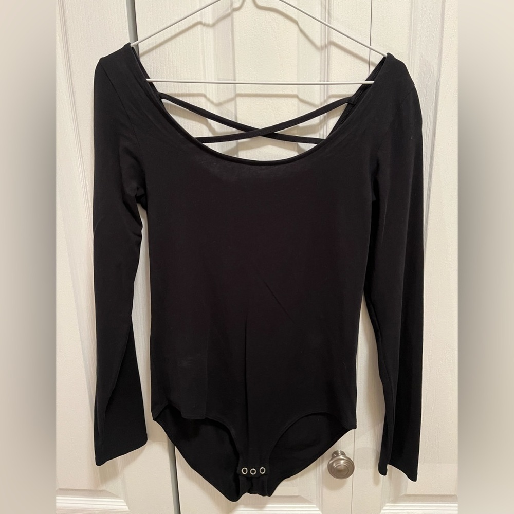NWOT American Eagle Black Criss Cross Back Bodysuit